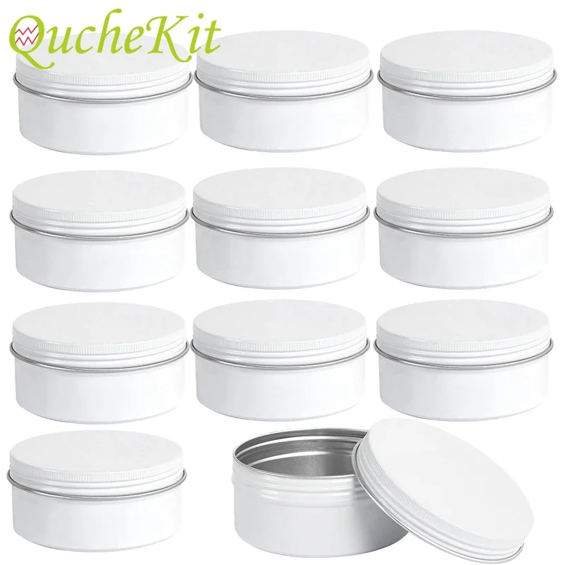 Tin Container Lid - 10/20/30Pcs 10/15/30/60/80g Aluminum Tin Jars White