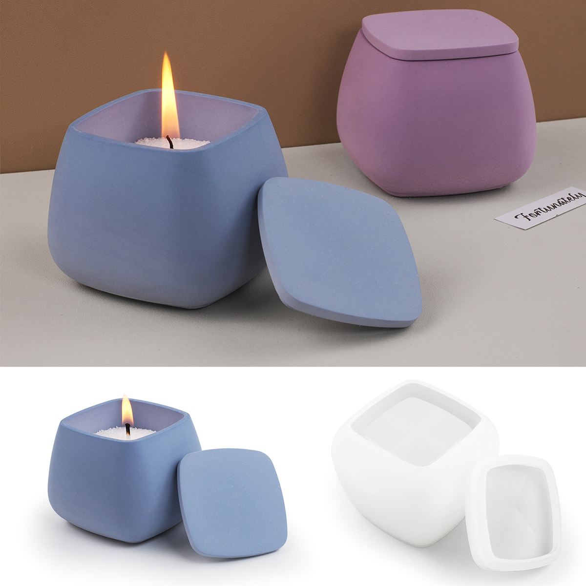 Square Candle Jar Silicone Mol - Candle Making Jars With Lids ulasan dan harga