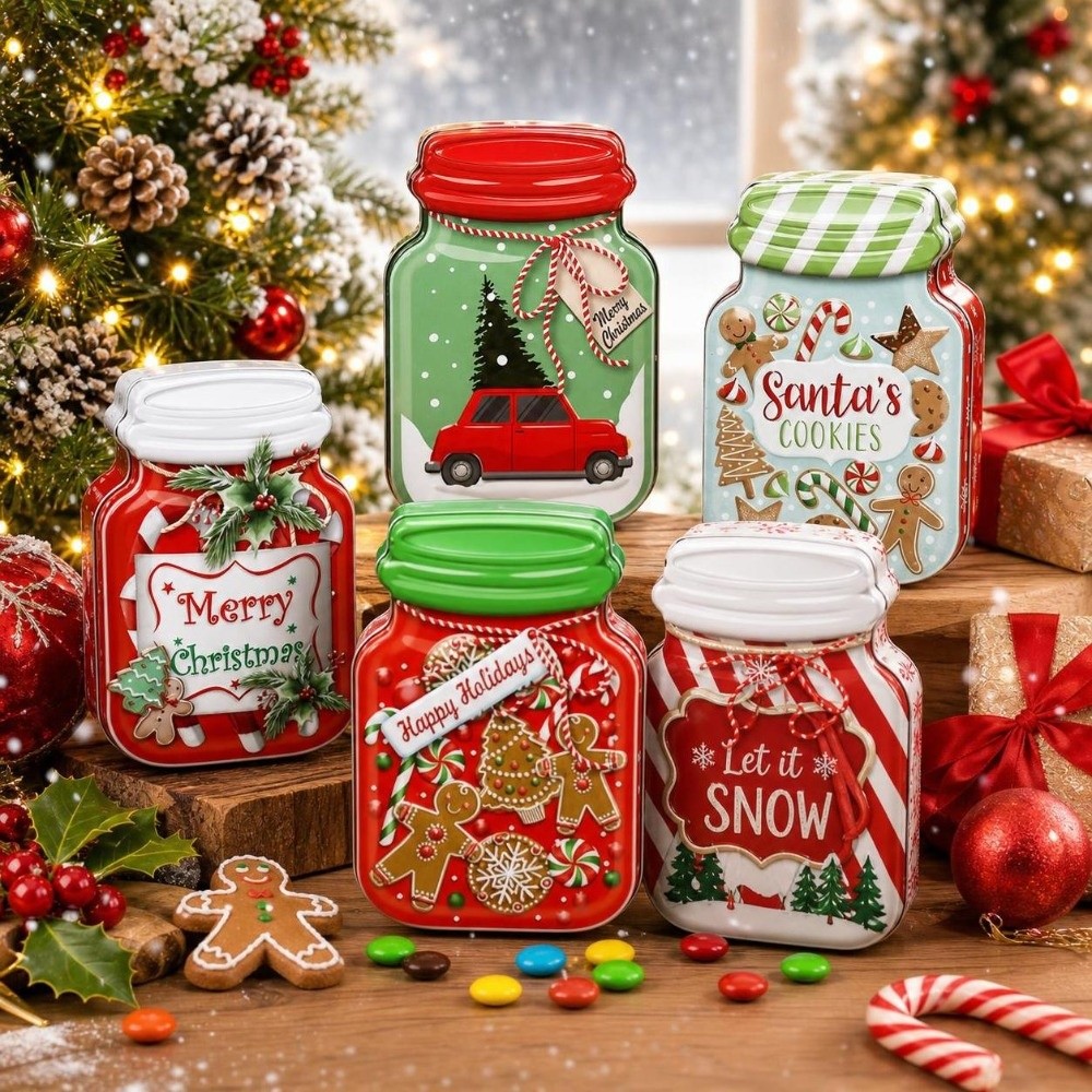 Metal Christmas Tin Box with L - Tin Container Lid ulasan dan harga